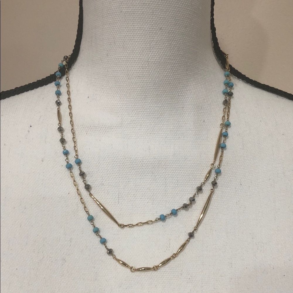 Stella & Dot Gold Necklace with Turquoise Accents - Picture 2 of 5